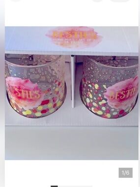 BESTIES Mugs TMD Set of 2 Clear Mugs Pink and Gold Metallic